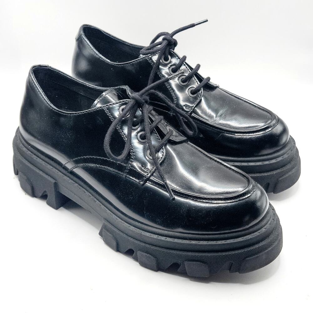 Steve Madden Helga Platform Oxfords Black Size 9 Dark Academia - Picture 2 of 12